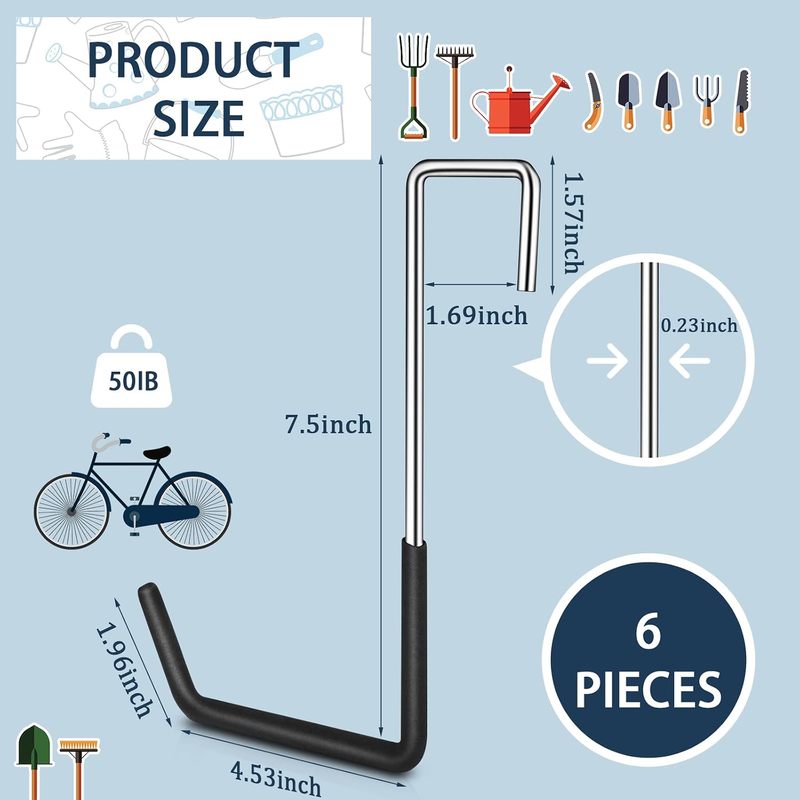6 Pack Heavy Duty Rafter Hooks - Cycling Gear Hanger 评论和价格